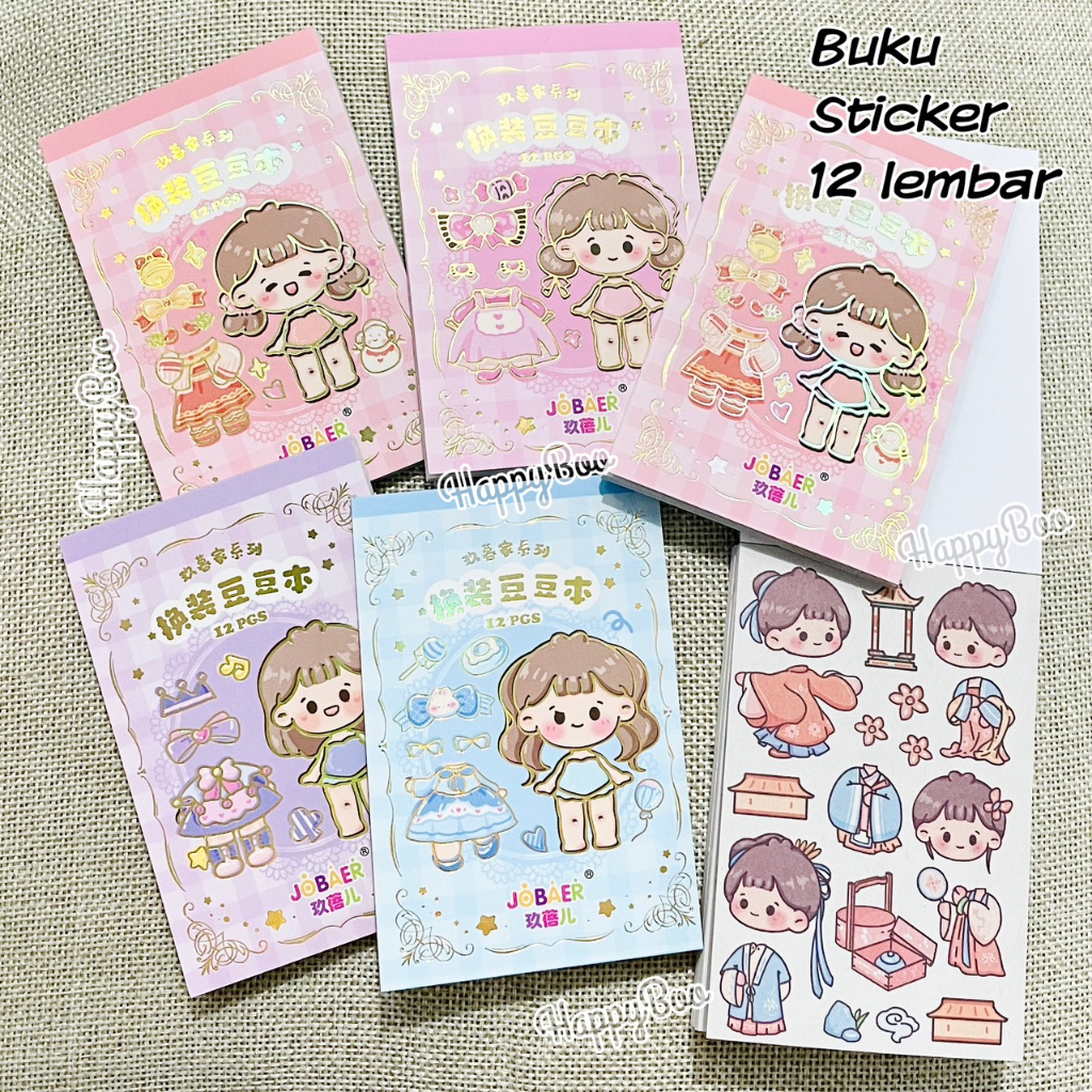 buku stiker sticker tempelan set buku chibi 12 lembar