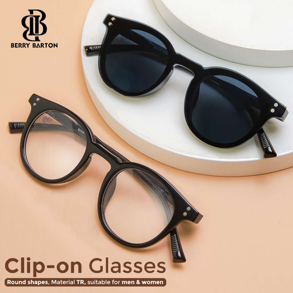 Berrybarton - Kacamata Clip On Polarized Anti Radiasi Photocromic Blueray Kacamata Minus Pria Wanita