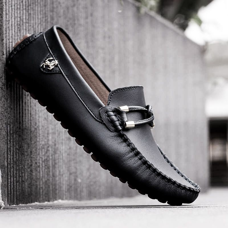 Sepatu Pria Kulit Keren Casual Hitam Sapi Asli 100% Kantor Playboy Terbaru Kerja Pantofel Formal Cow