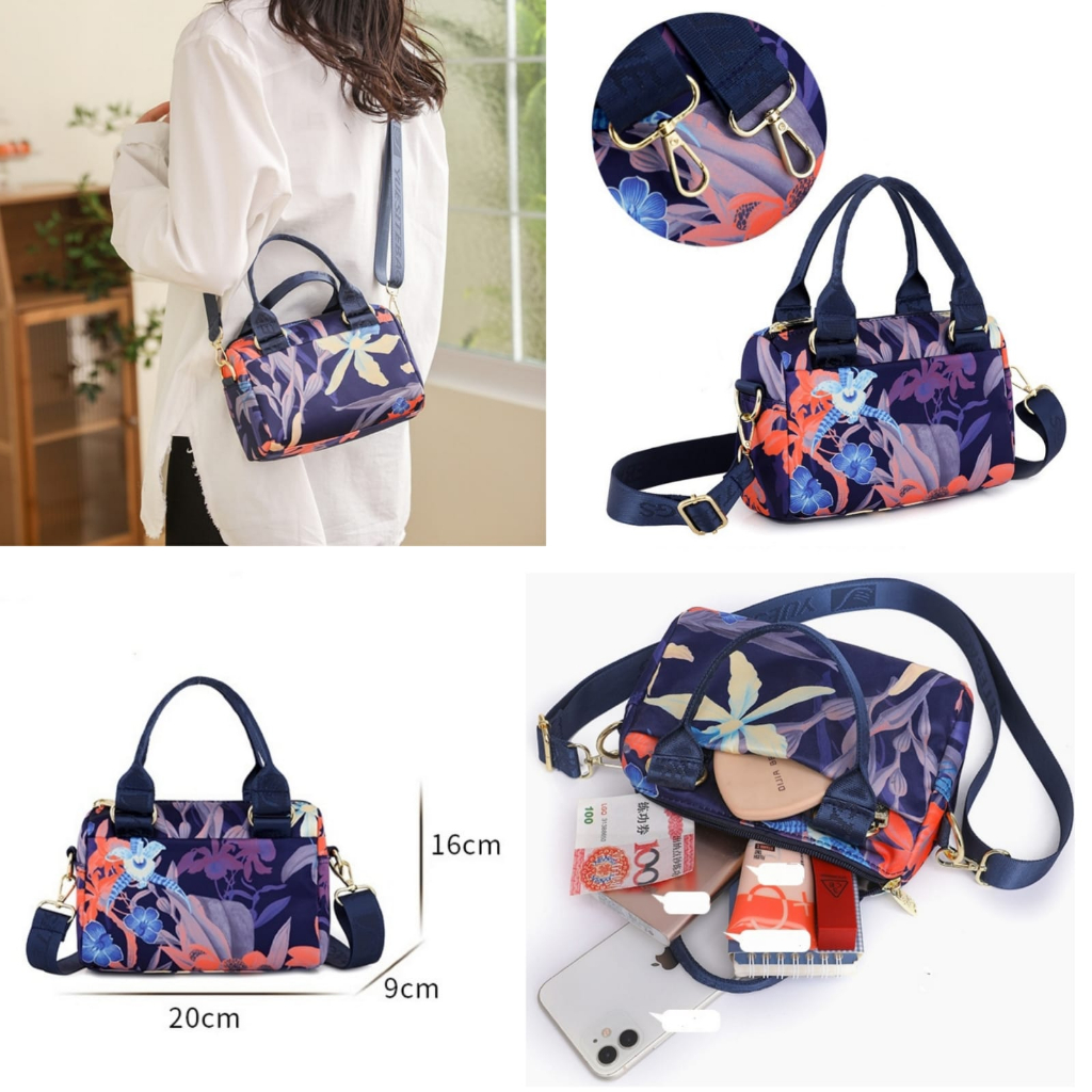 TAS SELEMPANG WANITA PREMIUM NILON ANTI AIR IMPORT MOTIF BUNGA TA831M4 SIBUI SHOULDER BAHU SLING BAG KOREA BRANDED LUCU KEKINIAN REMAJA BATAM CEWEK FASHION MURAH SIMPLE