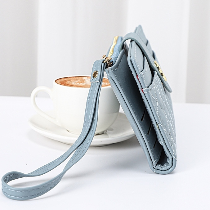 DOMPET LIPAT PANJANG WANITA BRANDED IMPORT KOREA PREMIUM KEKINAN LUCU SLOT KARTU RESLETING KOIN KULIT BIRU CHARLEMA WA737B2 FASHION CEWEK REMAJA SIMPLE TERBARU MURAH