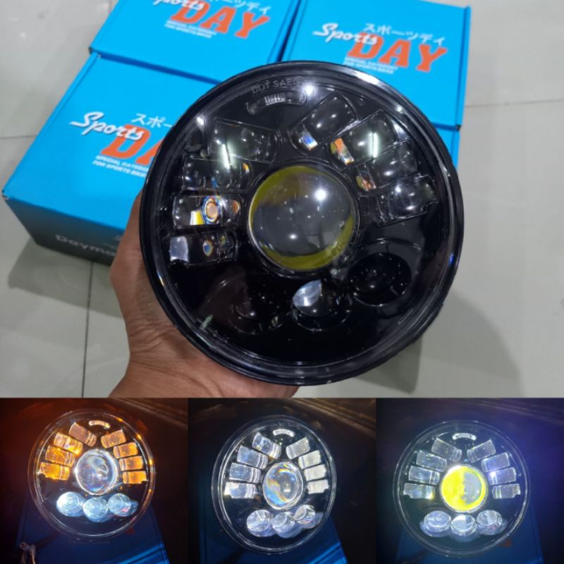 Daymaker Biled Lampu Depan daybil 5.75 inch Set Batok Owen Hitam Cb Gl Mp Tiger