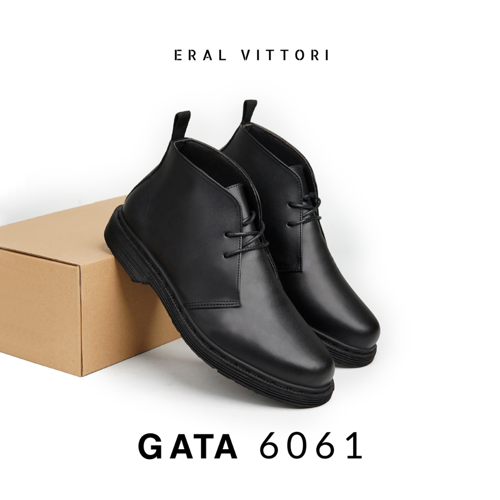 Eral Vittori - Gata 6061 Sepatu Pria Model Docmart Semi Boots Hitam