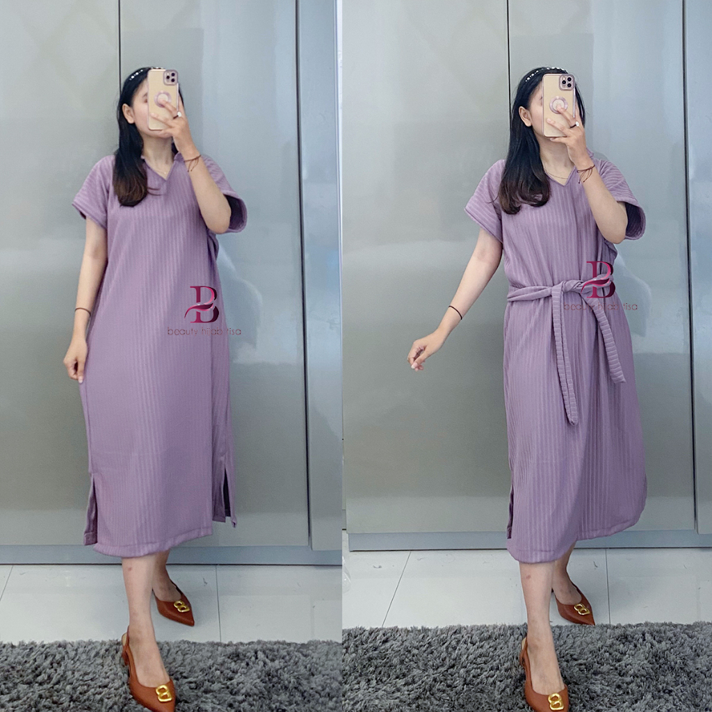 Dress Claudia korean style daster wanita terbaru kekinian simple elegan knite hornet beautyhijab