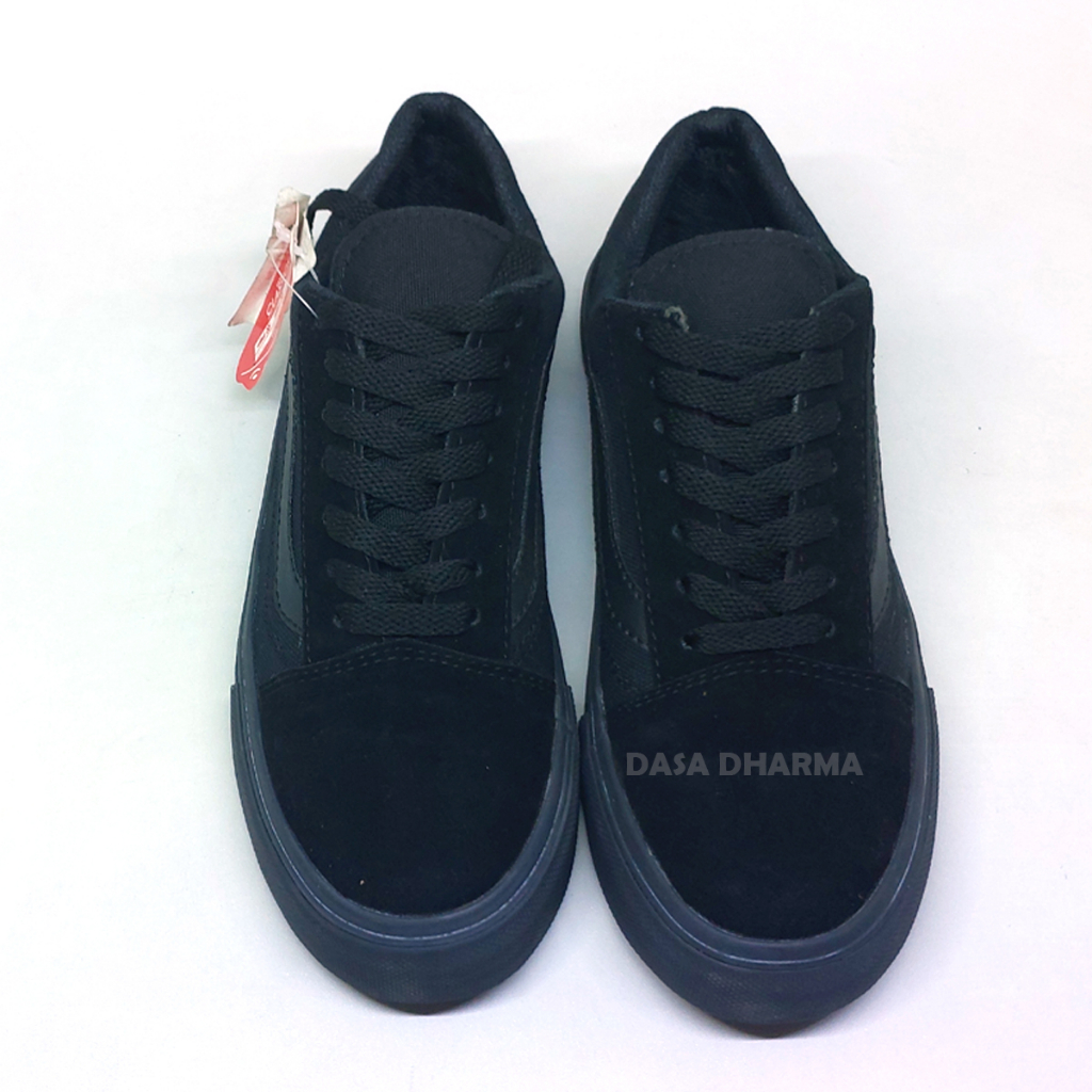 Sepatu Vens Pria Old Skool Hitam Polos Sneakers Canvas Sekolah Size 36 - 43
