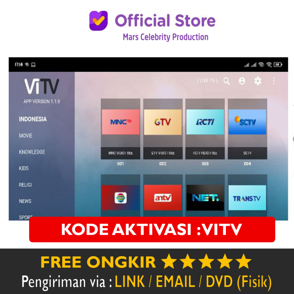 Kode Aktivasi VITV IPTV Android SmartTV Smartphone Private Use Bergaransi