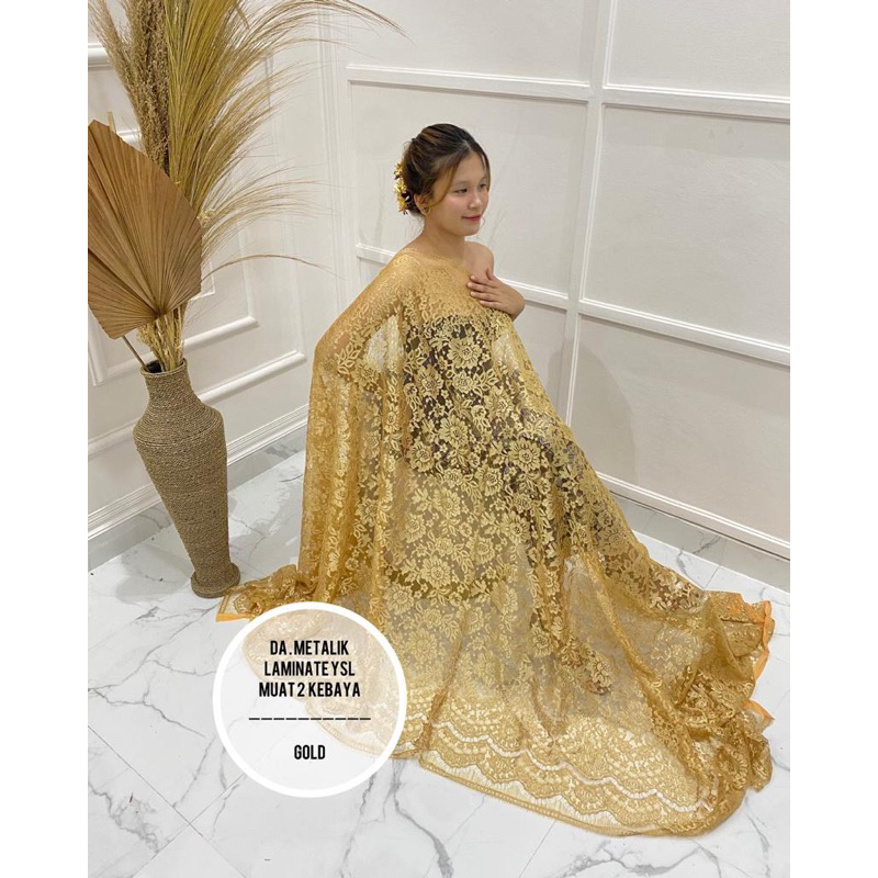 Yukakebaya||kain kebaya metalik laminate ysl muat 2 kebaya