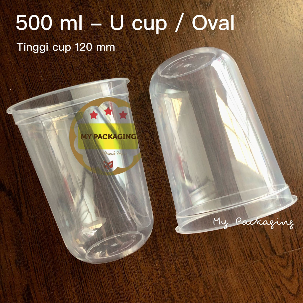 Gelas Cup PP Injection 500ml 16oz U Cup OVAL 16 oz 500 ml