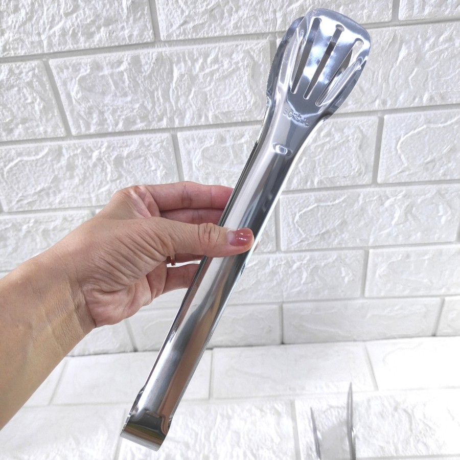 Capitan Makanan Stainless Steel Super Tebal Merah Tongs 9&quot; 12&quot; 14&quot; SML