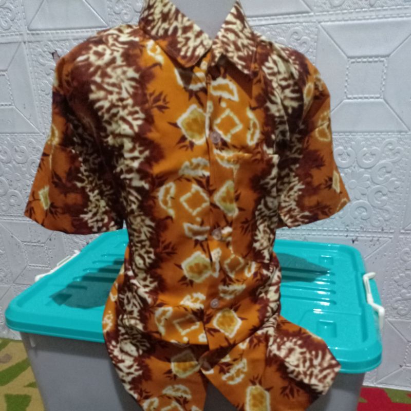 BAJU BATIK SEKOLAH TANGAN PENDEK WARNA KUNING