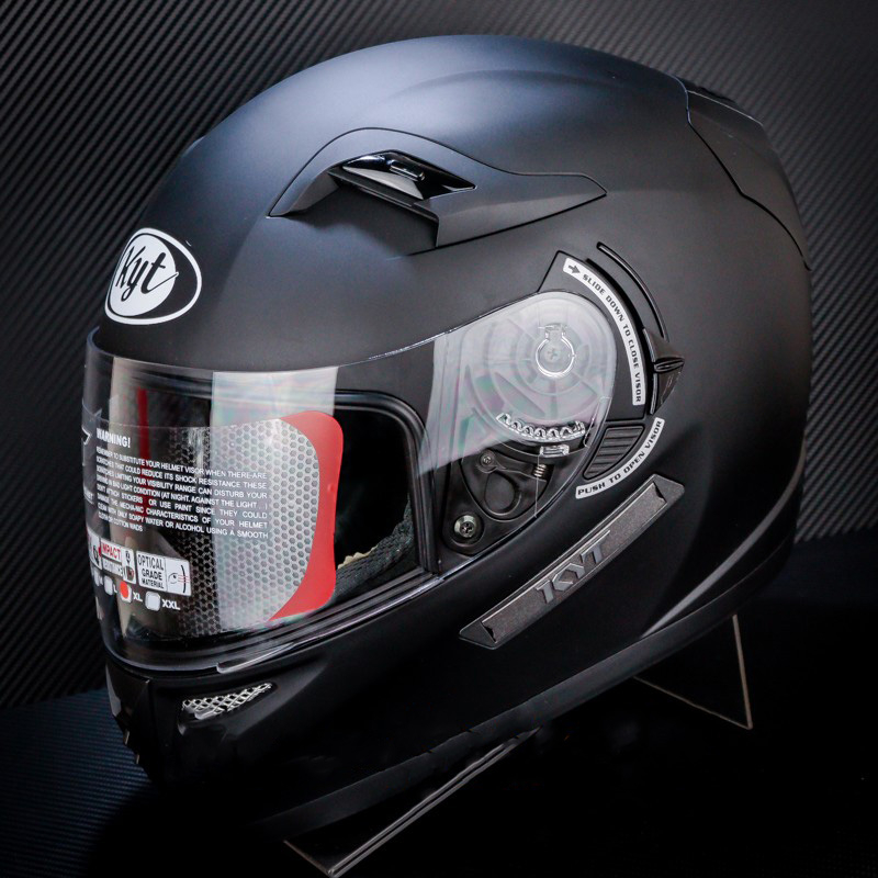 HELM KYT K2 RIDER SOLID BLACK DOFF - DOUBLE VISOR