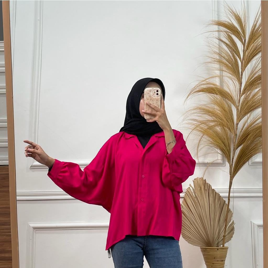 TERMURAHH!! Kemeja Batwing Davika-kemeja oversize wanita-kemeja oversize-kemeja-atasan-kemeja tunik-kemeja tunik wanita-tunik-atasan-kemeja batwing-blouse batwing