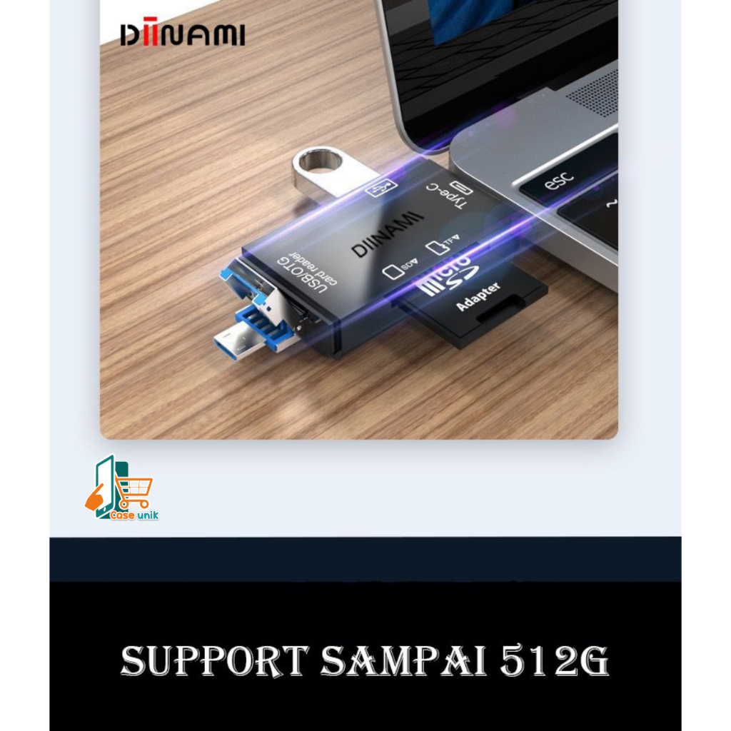 DIINAMI High Speed 6 in 1 OTG Card Reader USB 3.0 SD TF Micro SD Card Reader Type C Micro OTG Card Reader CS6051