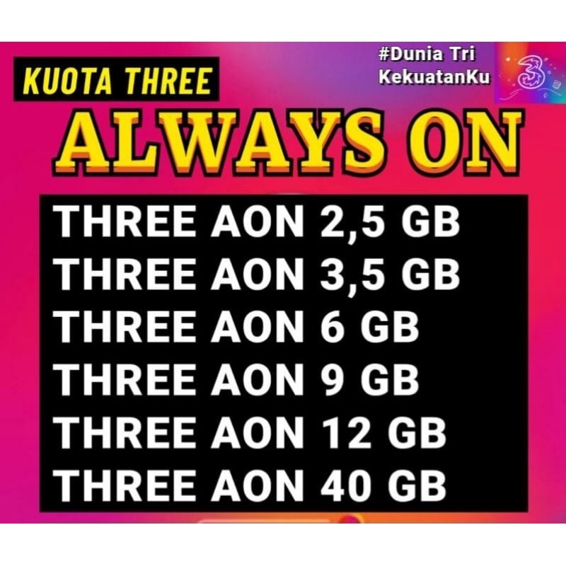 PAKET DATA 3 TRI AON