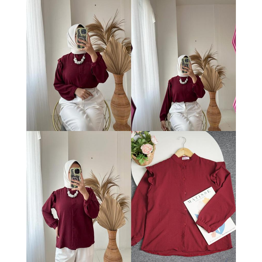 GFS LYODRA CUTE RUFFLE TOP ATASAN WANITA CRINCLE AIRFLOW