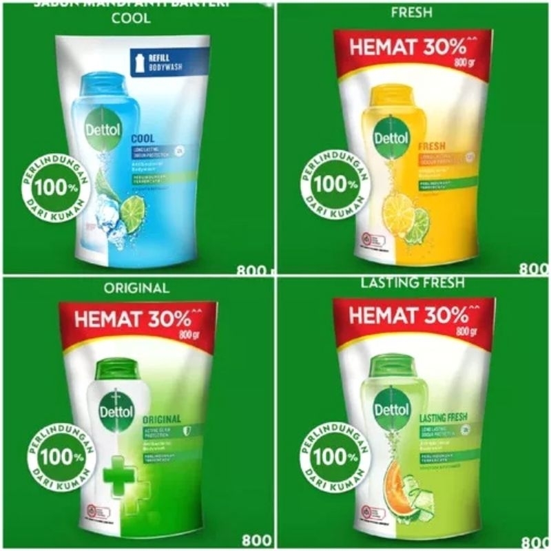 Dettol Sabun Mandi Cair Anti Bakteri Original Jumbo 800 gr Refill