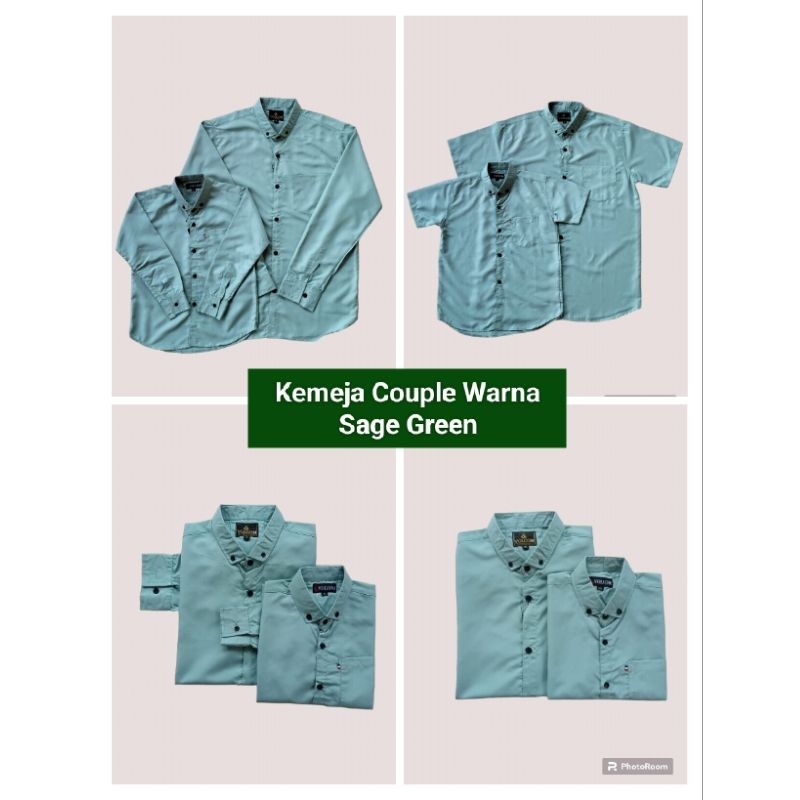 KEMEJA POLOS COUPLE WARNA SAGE GREEN/KEMEJA FASHION/KEMEJA DISTRO