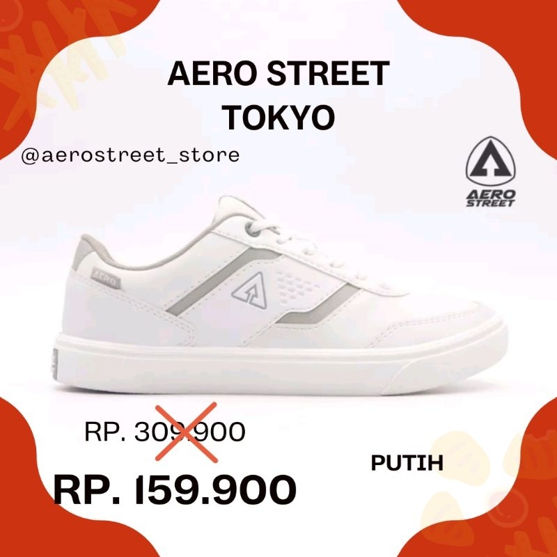 Sepatu Original Aerostreet Tokyo Putih ~ Sepatu Snakers Casual Pria Wanita Aero street Terbaru Separ