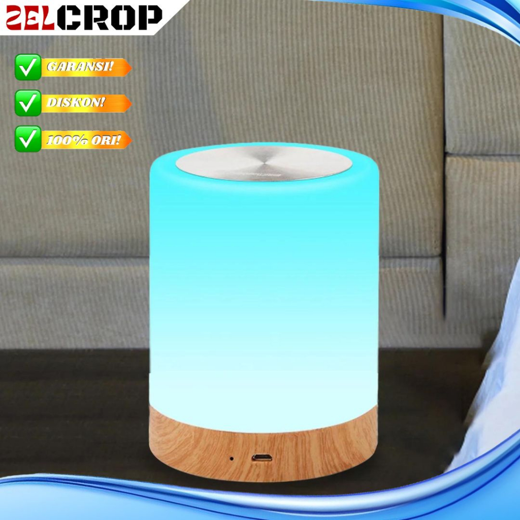 Lampu Tidur Hias Meja Kamar Aesthetic Portable Minimalis Kayu Lucu Unik 6 Led Rgb Warna Warni Batera