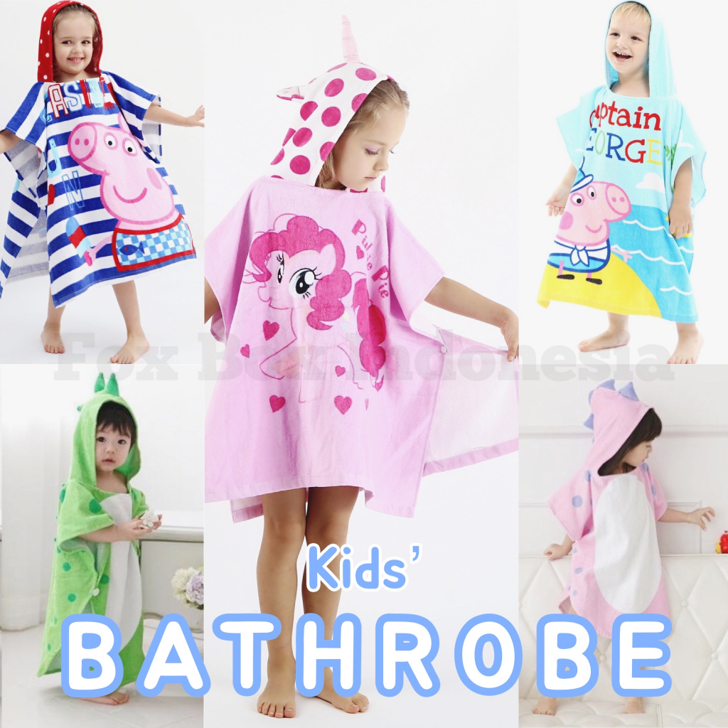 [TERBARU] Bathrobe Jubah Renang Anak - Handuk Mandi Anak Model Poncho - Swimming Robe - Kids Bathrobe - Fox Box Indonesia