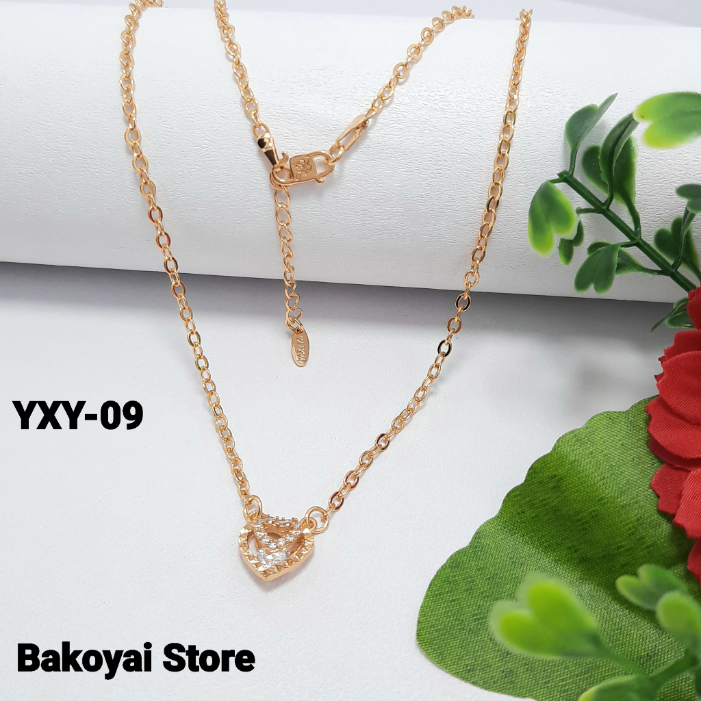 AJ-09  Kalung Rantai Nuri Liontin Love Kecil Kalung Koye Perhiasan Lapis Emas Kalung Wanita