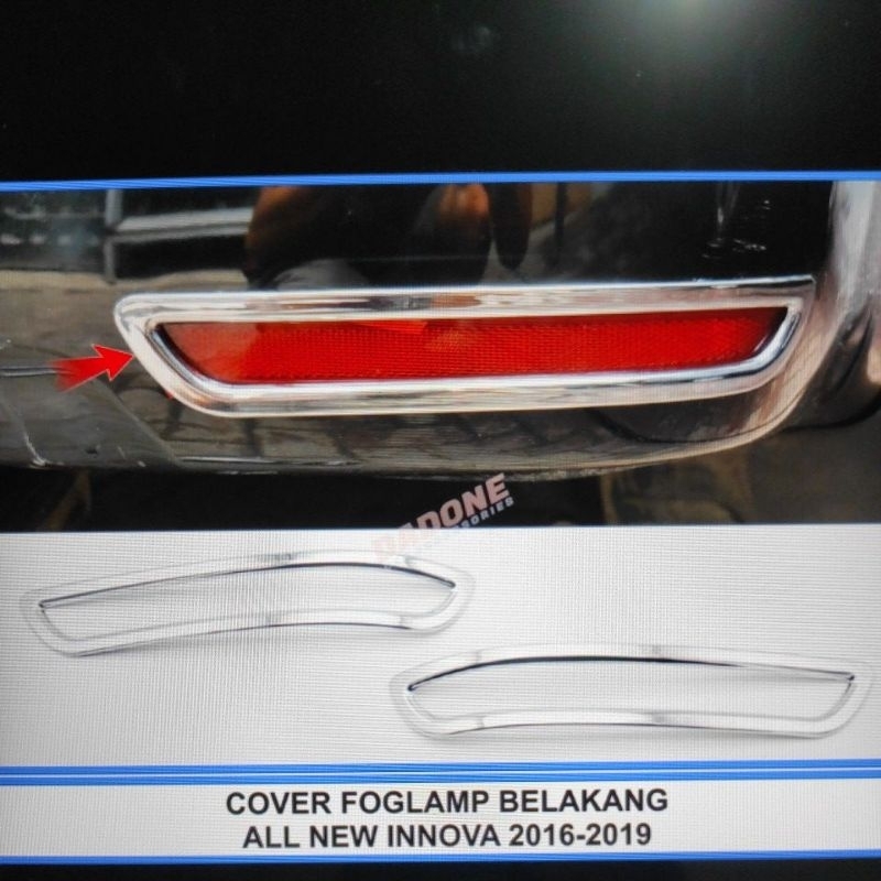 cover ring lampu reflektor bumper belakang mobil toyota inova innova reborn 2016 sampai 2023 chrome crome tempel 2017 2018 2019 2020 2021 2022 venturer tipe q ribon