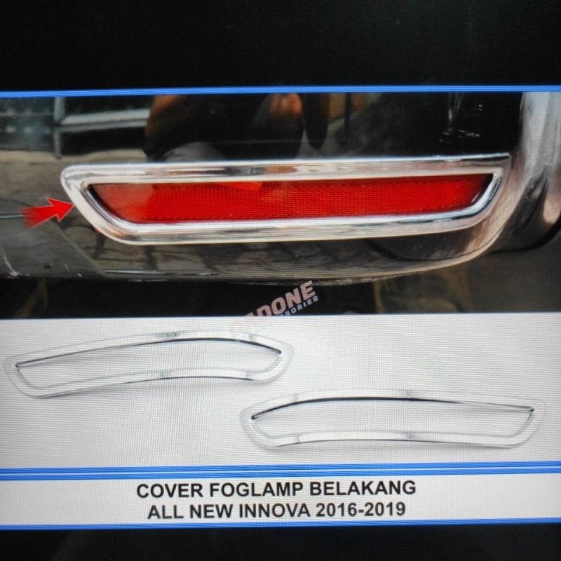 cover ring lampu reflektor bumper belakang mobil toyota inova innova reborn 2016 sampai 2023 chrome crome tempel 2017 2018 2019 2020 2021 2022 venturer tipe q ribon