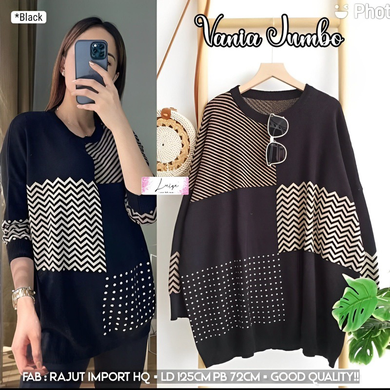 Atasan Rajut Blouse Vania Jumbo Bigsize