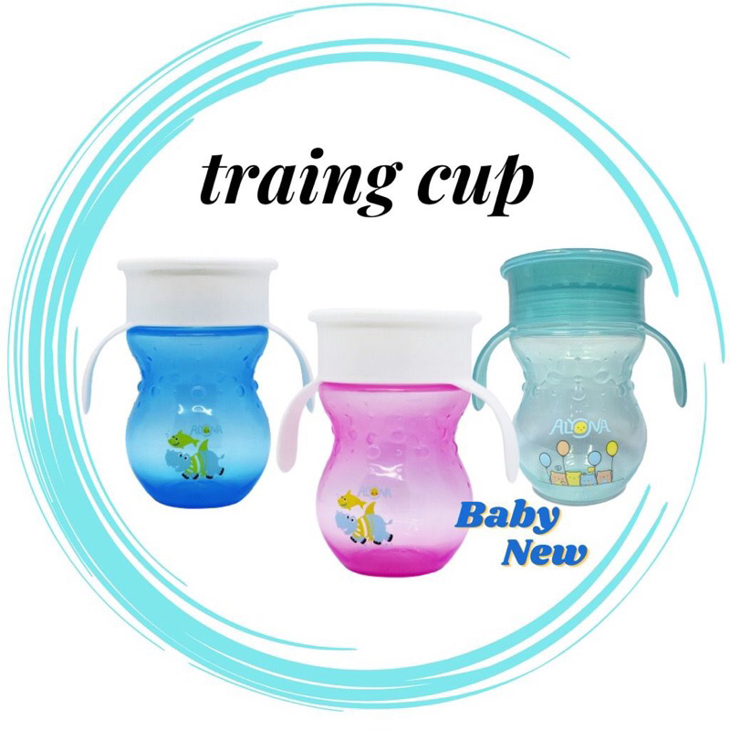 TRAINING CUP ALYONA / 360° SIPPER CUP WITH HANDLE / BOTOL MINUM ANAK DENGAN PEGANGAN DI KEDUA SISI