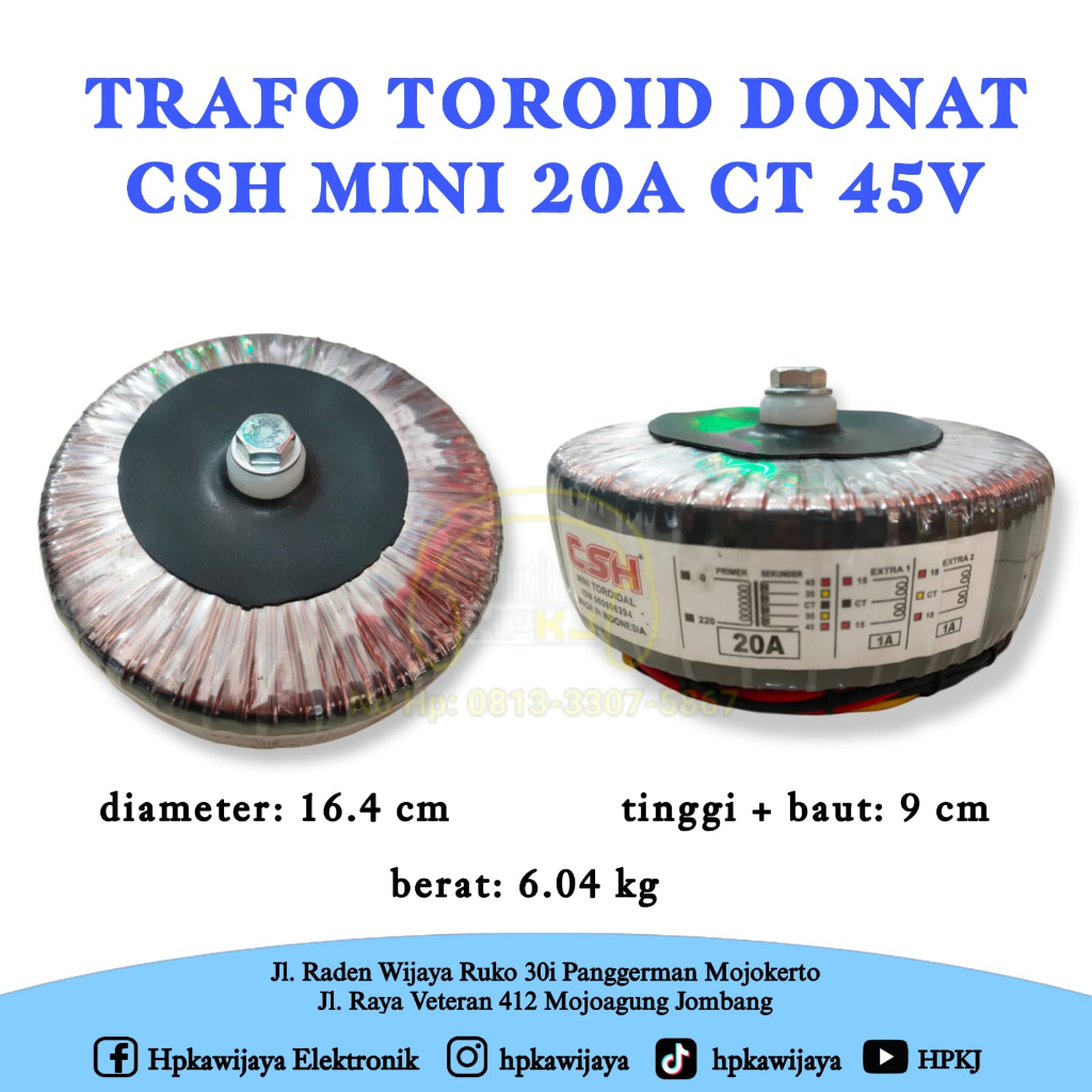 TRAFO TOROID DONAT CSH MINI 20A CT 45V Trafo travo toroid CSH 20 A CT 45 V