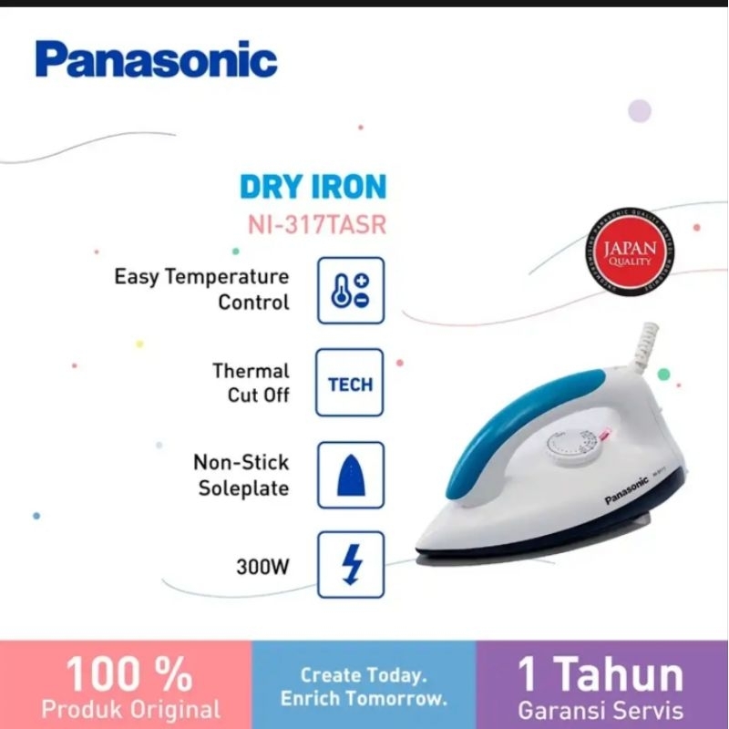Panasonic Dry Iron NI-317T / NI317T 300 Watt Garansi Resmi