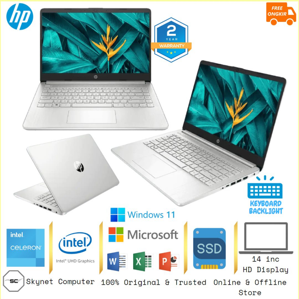 HP 14S DQ3110TU DQ0510TU INTEL N4120 RAM8GB SSD256GB 14 HD WINDOWS 11 DAN OHS 2021 ORIGINAL