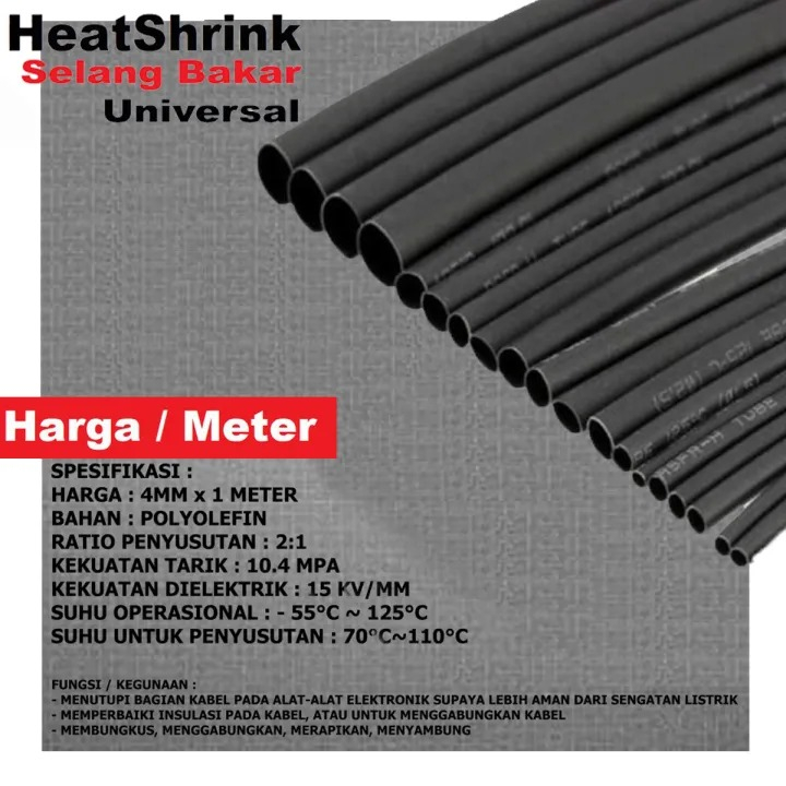 Isolasi Selang pelindung kabel meteran / Heat Shrink Tube / Selongsong Bakar / heatsring