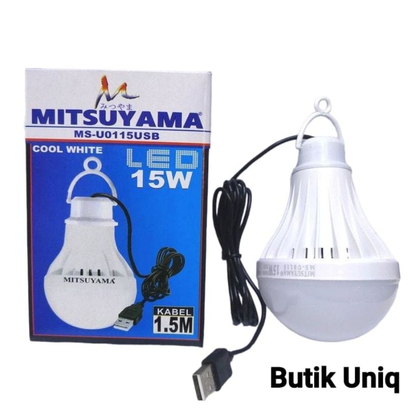 MITSUYAMA Lampu Bohlam USB 15w LED + KABEL 1.5m 5V Power Bank