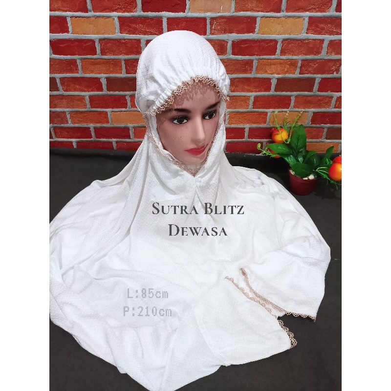 MUKENA SUTRA BLITZ POLOS TERUSAN LAJURAN DEWASA