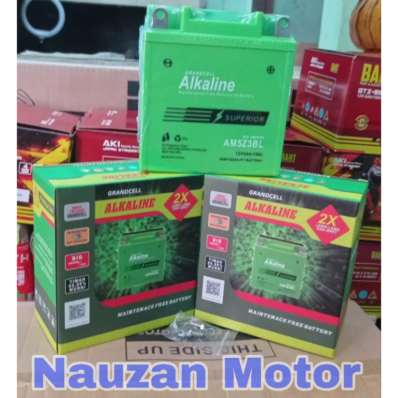 Aki Motor Alkaline Grandcell AM5Z3BL Mio Sporty, Supra,Grand