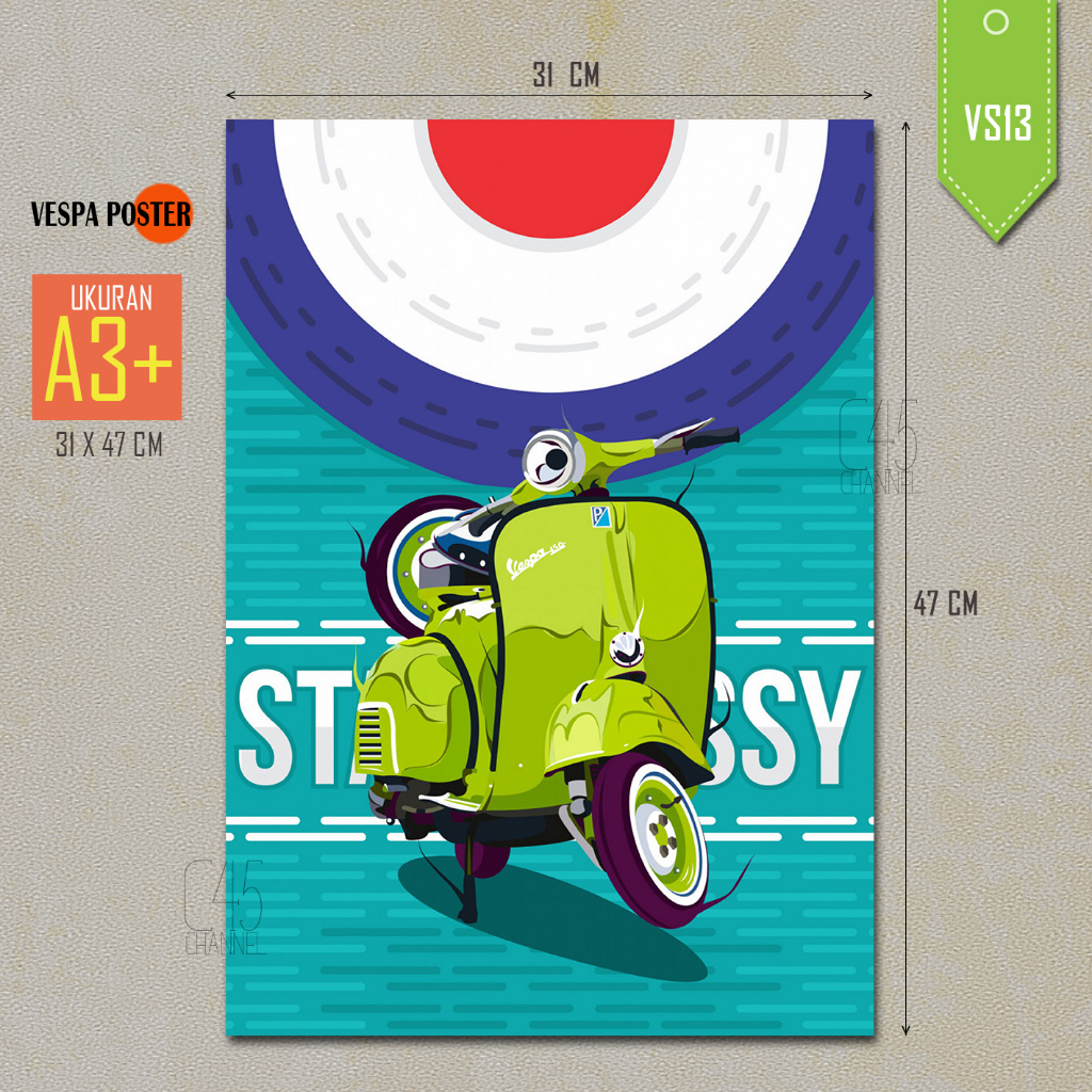 Pajangan Kamar Poster VESPA SCOOTER Hiasan Dinding Klasik Vintage Kertas Art Paper Tempel Tembok