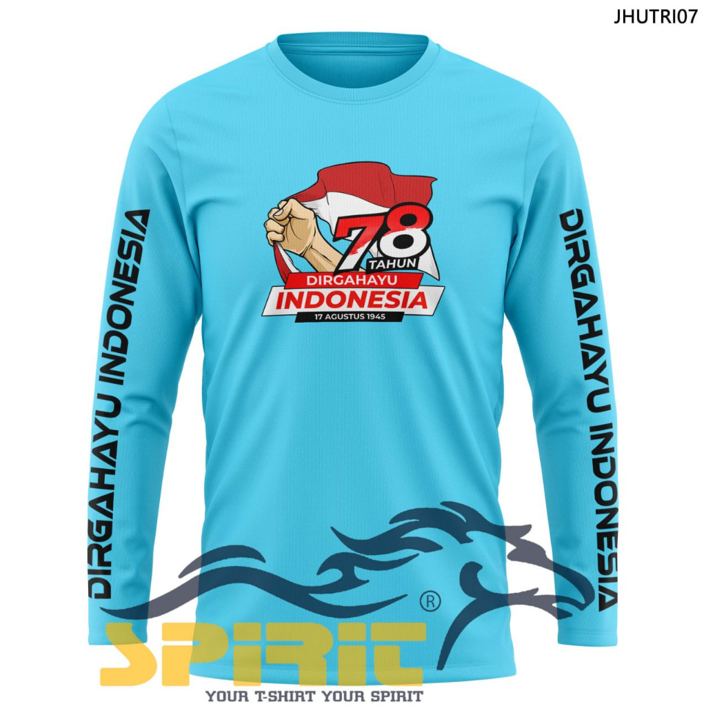 FREE NAMA  baju agustusan 2023 kaos 17 agustus 2023 dewasa katun premium lengan panjang