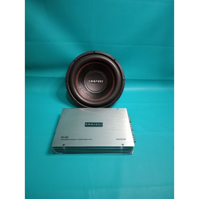 Power Embassy EA-460 4chenel & Subwoofer Embassy ES-1202J 1000watt 12"