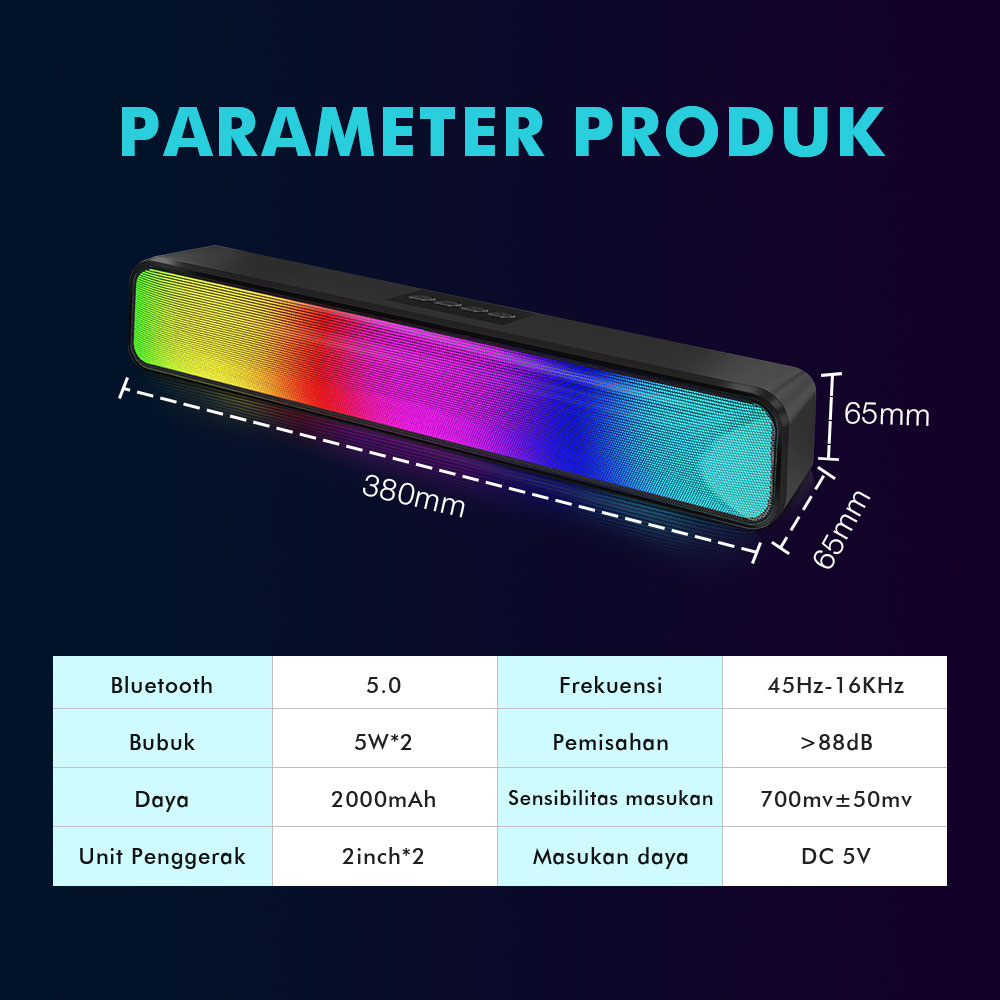 Popcorn Speaker Bluetooth Soundbar Wireless Multifunction RGB Desktop Bluetooth Speaker Built-in 2000mAh Battery