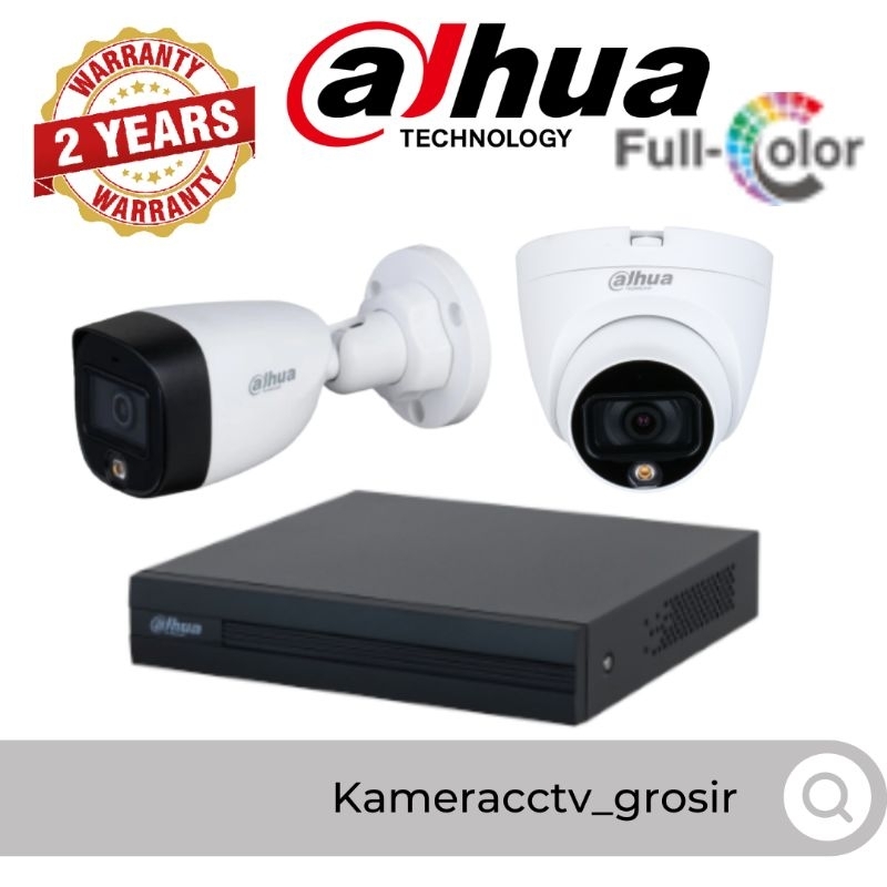 PAKET CCTV DAHUA 2MP 1080P COLORVU KOMPLIT 4 CHANNEL 2 KAMERA