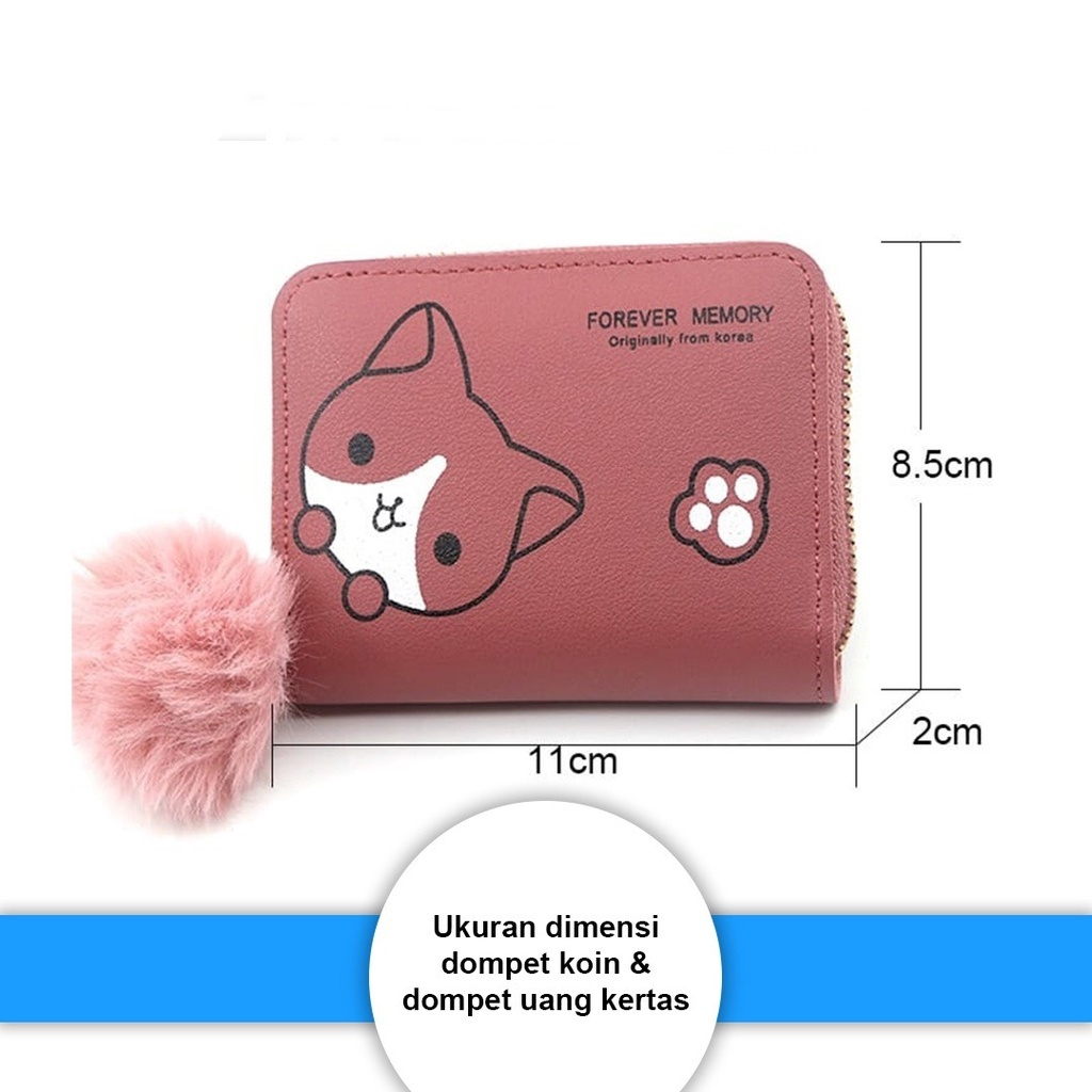 DOMPET KARTU / DOMPET KOIN WANITA+POM2 DOMPET FASHION KOREA TRENDY