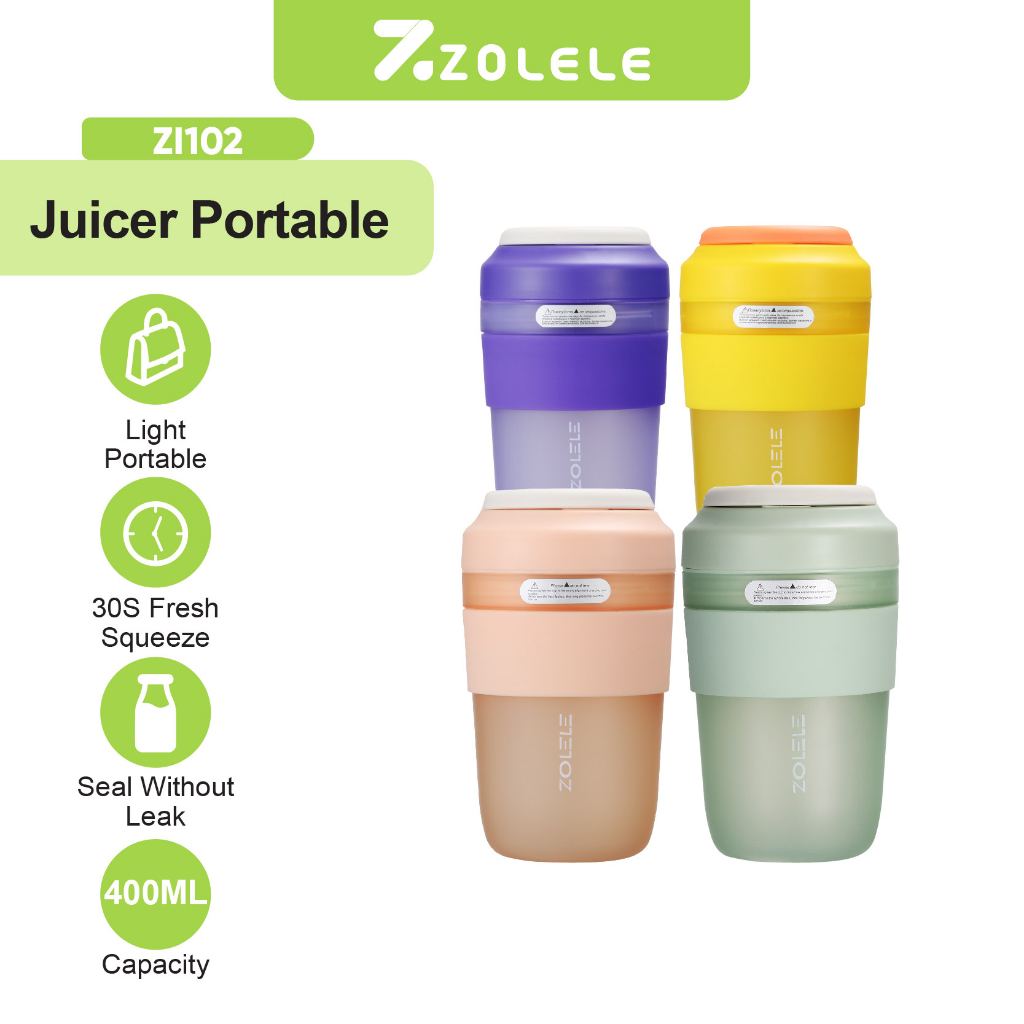 ZOLELE Blender Juicer Penghancur Es Portable 400ML EsRemuk Mixer Cup Cold Pressed Juicer Mini Pembuat Jus Sharp 4 Pisau USB Rechargeable Juicer Cup Mixer Listrik Ice Crusher Juicer Tanpa Ampas Fruit Pressed Juicer Pembuat Jus Zi102