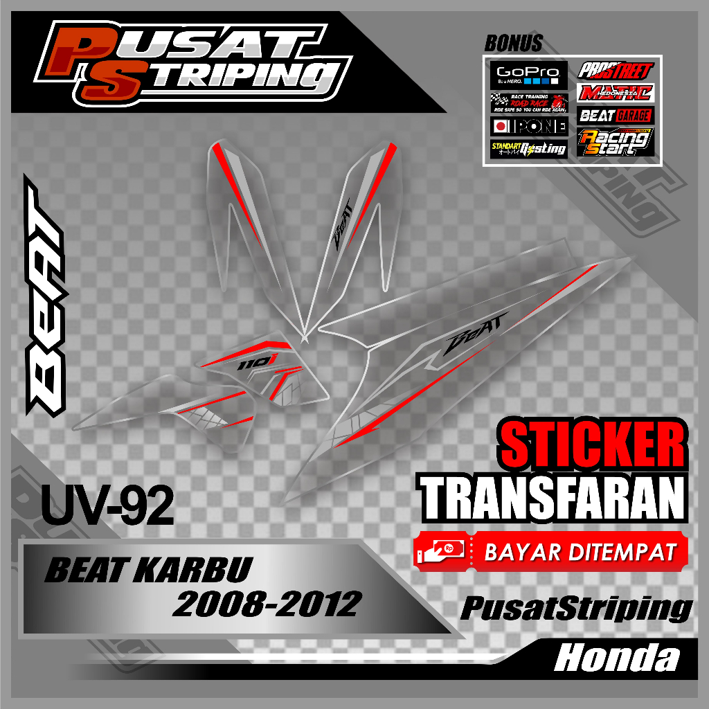 Sticker Striping Transparan Beat Karbu Sudah Dicutting / List Beat Karbu 2008,2009,2010,2011,2012 Cu