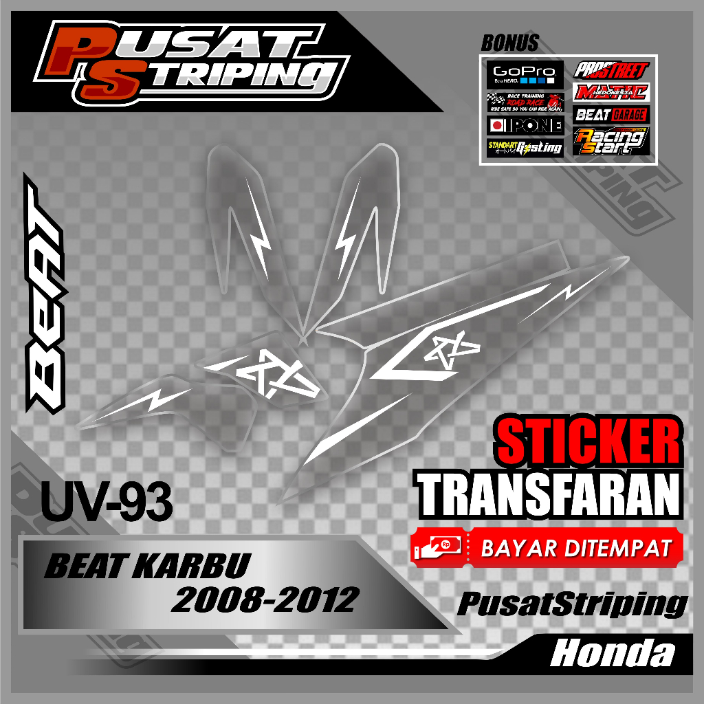 (COD) STRIPING TRANSPARAN BEAT KARBU START SERIES  // STICKER BEAT KARBU 2008-2012 SUDAH DICUTTING T