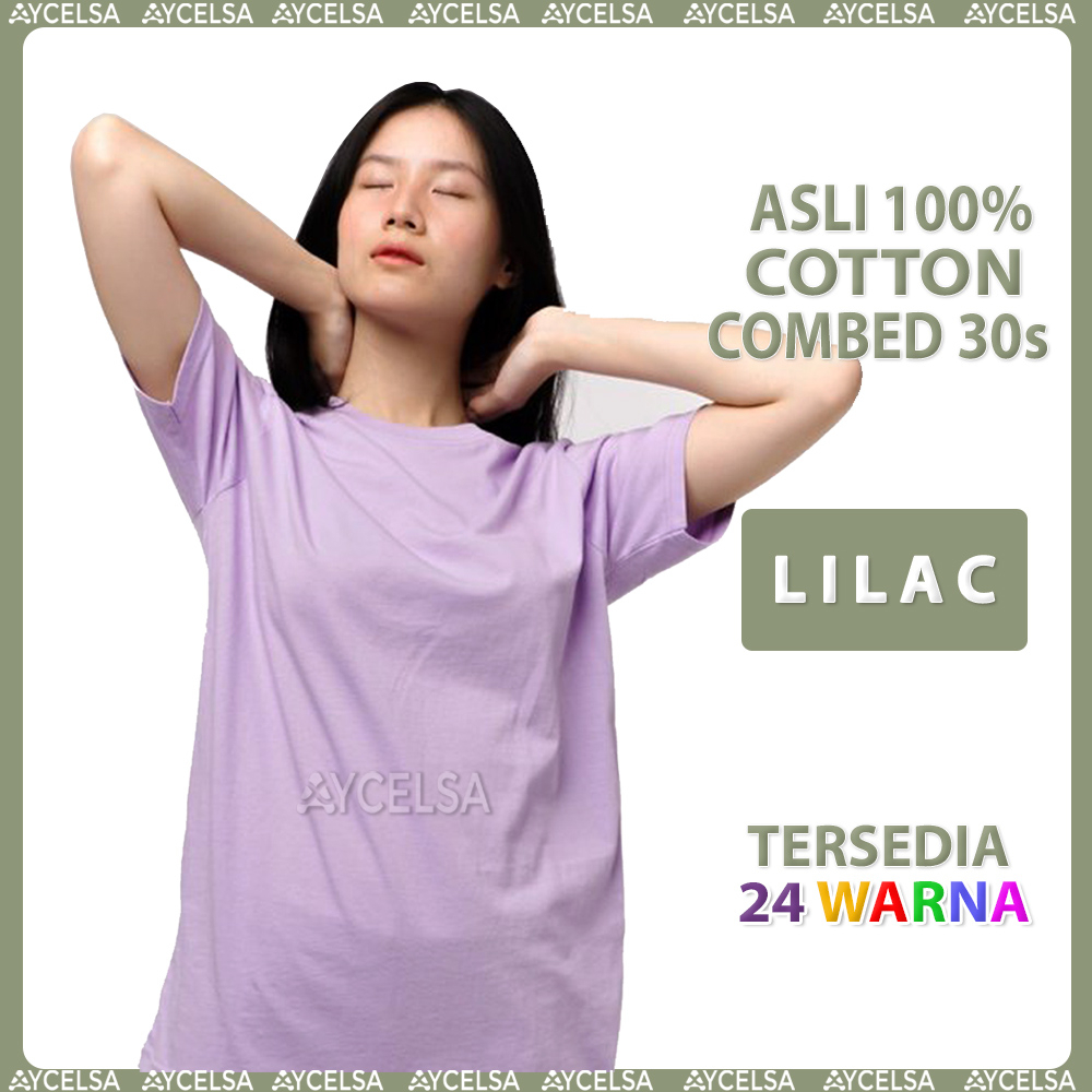Kaos Polos Wanita Lengan Pendek Lilac / Atasan Wanita Lengan Pendek Ungu Muda