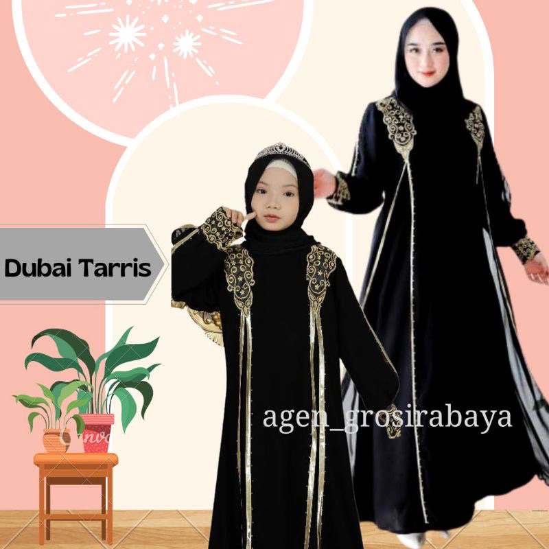 Wow Sale Abaya Arab Saudi Hitam Couple Ibu Dan Anak Anak Bordir Tarez Kain Jetblack Saudi Great A