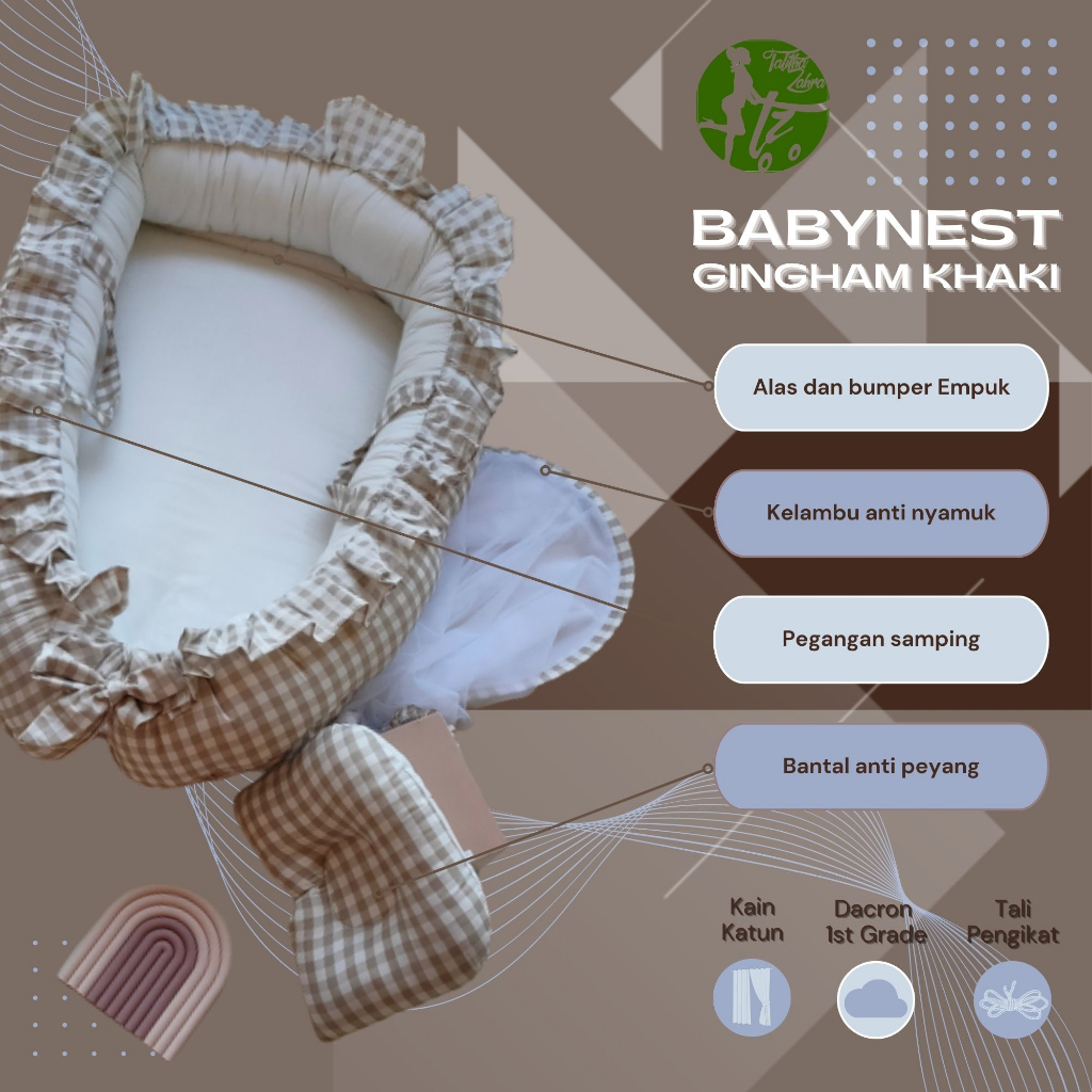 Paket hemat babynest ruffle dan kelambu bantal anti peyang kasur bayi rumbai kado lahiran murah terbaik