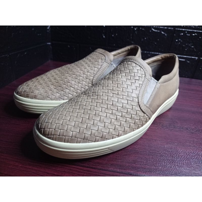 Sepatu ECCO Men's Soft 7 Slip On  (full kulit-coklat) , size 45, insol 28,5 cm