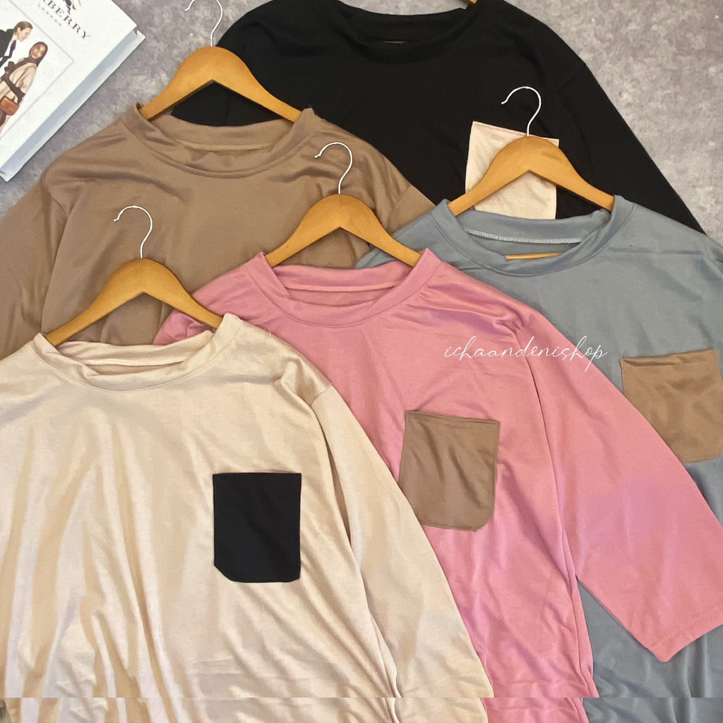 ICH - Kalissa Kaos Oversize Pocket Big Size Babyterry Tshirt Korean Style Kaos Basic Jumbo
